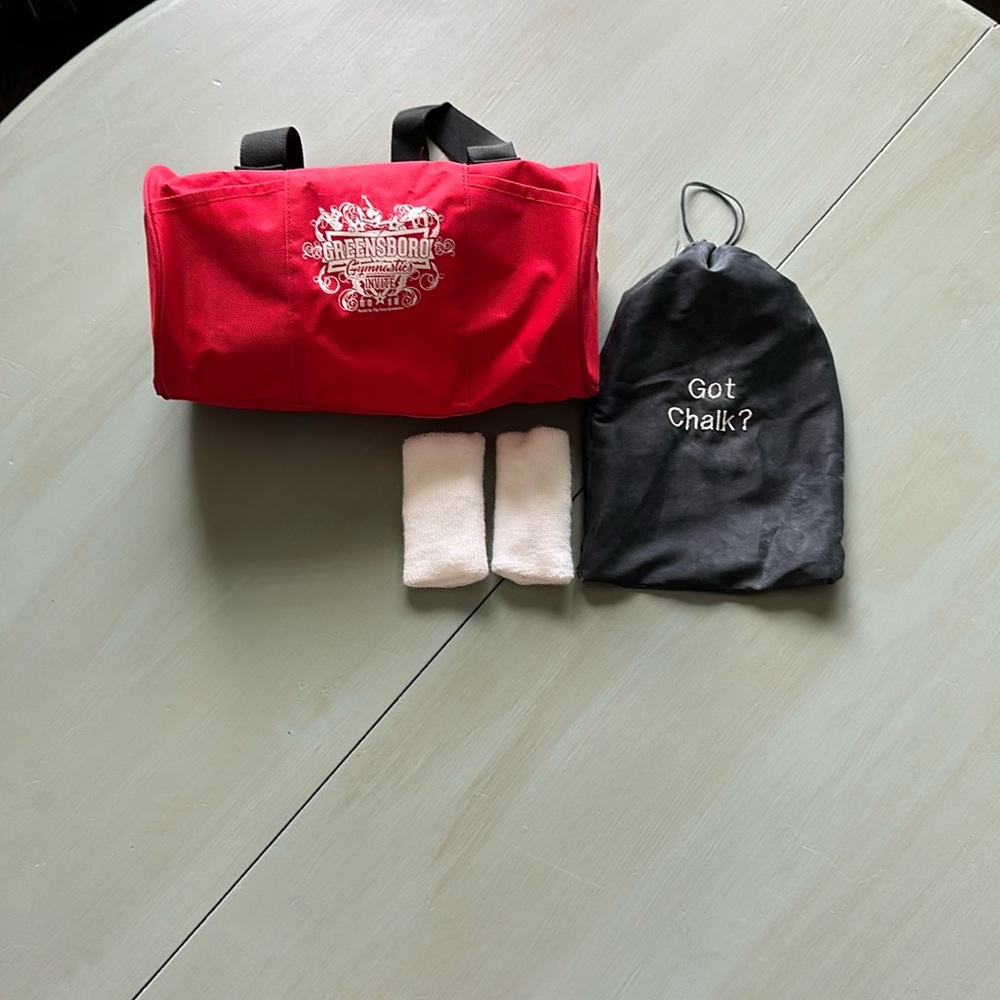 Gymnastics grip bags with wristbands